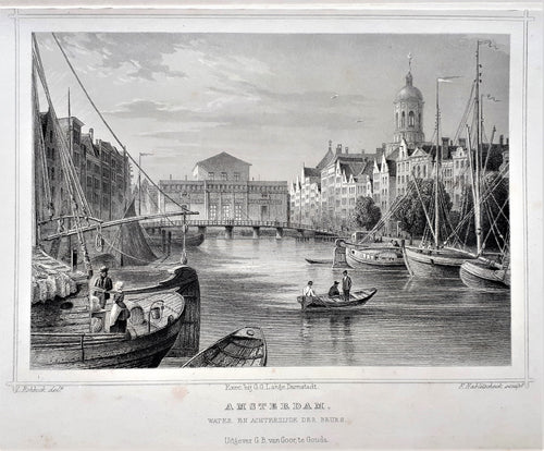 AMSTERDAM Damrak gezien in zuidelijke richting - JL Terwen / GB van Goor - 1858