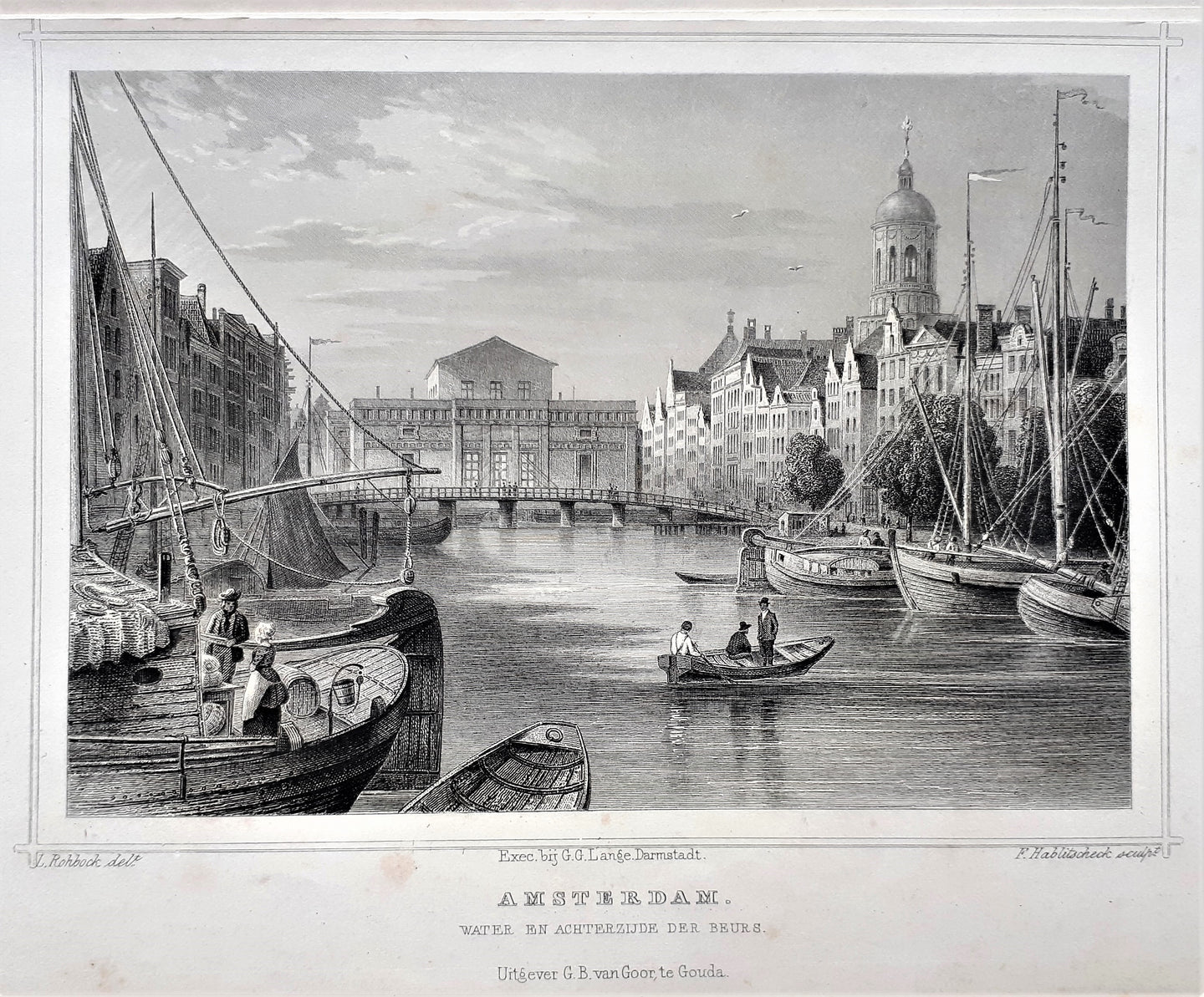 AMSTERDAM Damrak gezien in zuidelijke richting - JL Terwen / GB van Goor - 1858