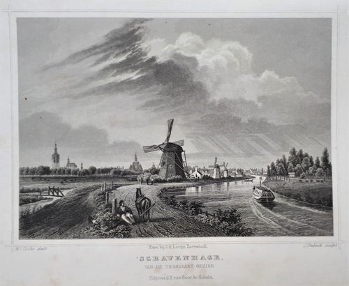 DEN HAAG 's-Gravenhage van de trekvaart gezien - JL Terwen / GB van Goor - 1858