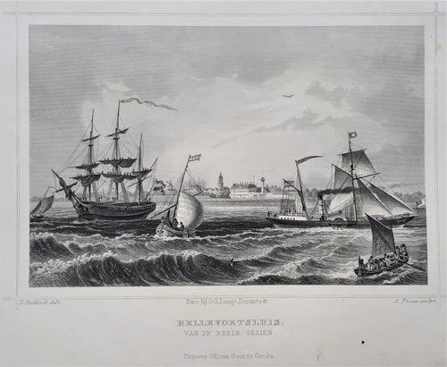 HELLEVOETSLUIS Vanaf het water gezien - JL Terwen / GB van Goor - 1858