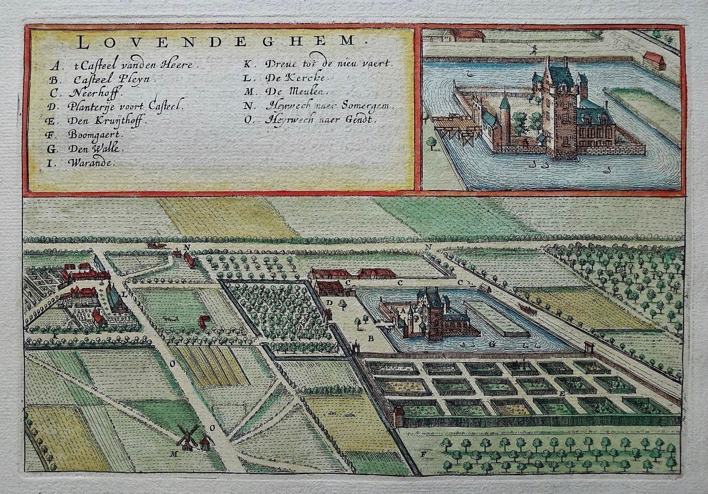 België Lovendegem Dorp en Kasteel - J Blaeu - 1649