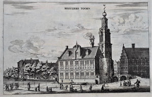 Amsterdam Het Singel, gezien naar de Regulierstoren, de tegenwoordige Munttoren op het Muntplein - O Dapper - 1663