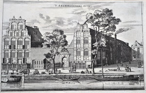 Amsterdam Het Aalmoezeniershuis op het Singel tussen Heiligeweg en Munt - O Dapper - 1663