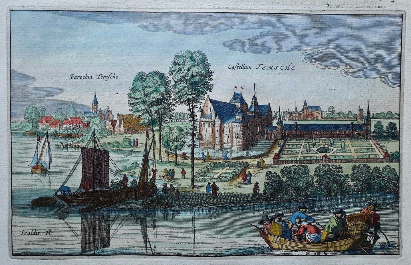 België Temse Aanzicht van Temse en het Kasteel van Temse - J Blaeu - 1649