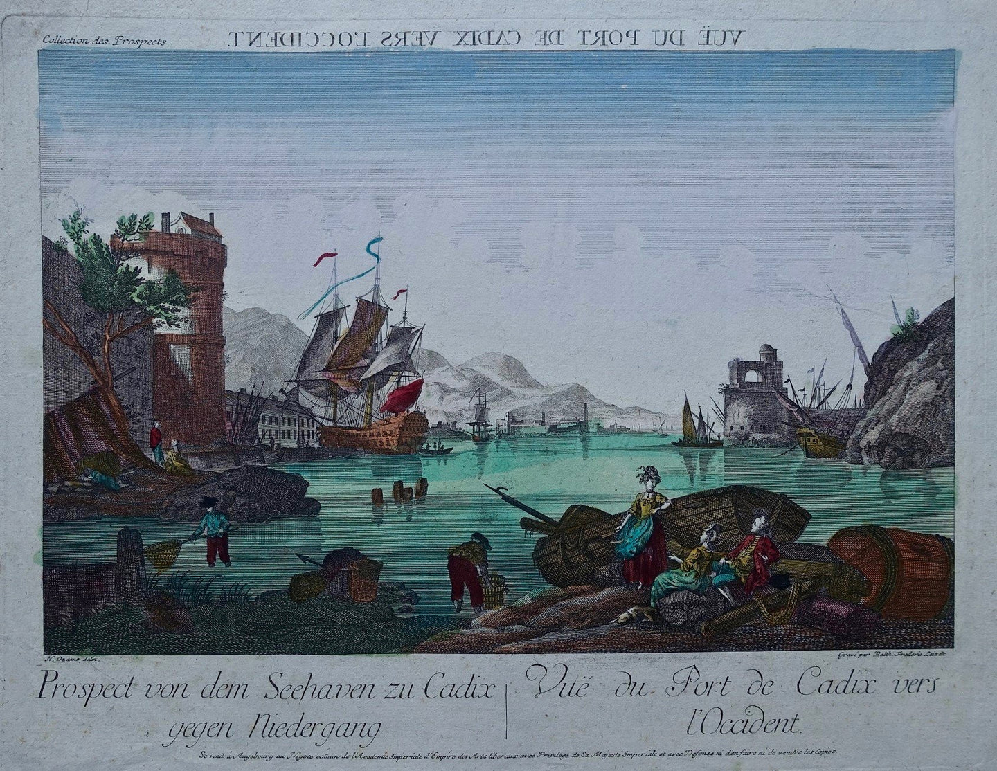 Spanje Cádiz Haven - BF Leizelt - ca. 1765