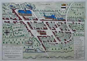 België Izegem Stadsplattegrond in vogelvluchtperspectief - J Blaeu - 1649