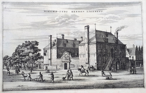 Amsterdam Het nieuwezijds herenlogement, Haarlemmerstraat 75 Links de Herenmarkt - O Dapper - 1663