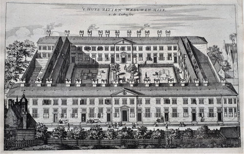Amsterdam Vogelvluchtgezicht op het Huiszitten Weduwenhof - O Dapper - 1663
