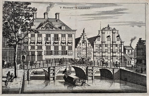 Amsterdam 't Heren Logement De Grimburgwal gezien vanaf de Oudezijds Voorburgwal - O Dapper - 1663