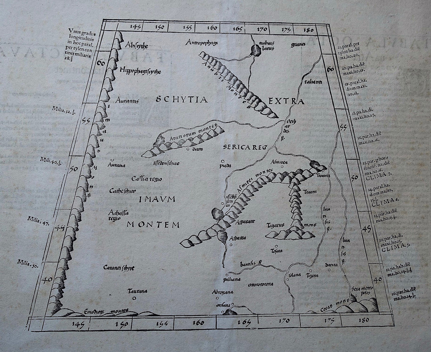 Azië Centraal-Azië en meest westelijke deel China Central Asia Ptolemy map - C Ptolemaeüs / L Fries - 1541