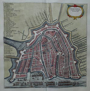 AMSTERDAM Stadsplattegrond - H van Waesberge en S en P Schouten - 1748