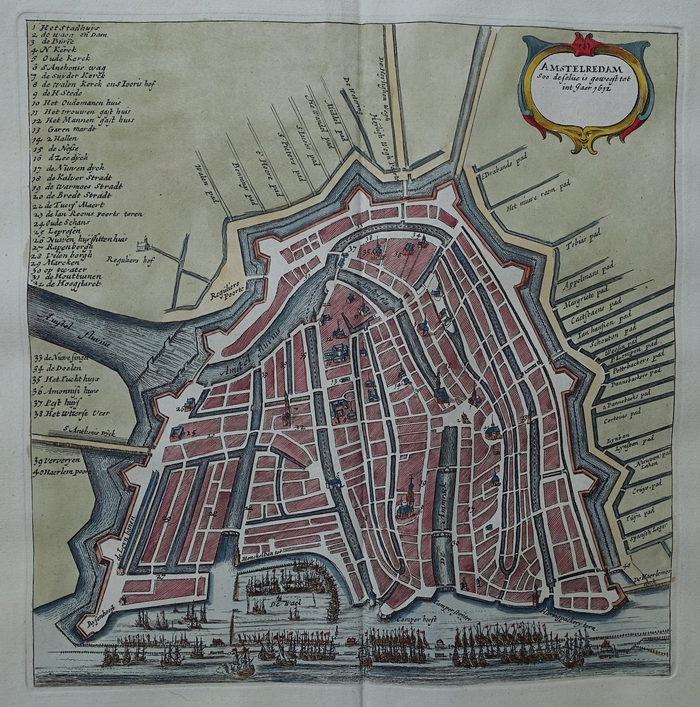 AMSTERDAM Stadsplattegrond - H van Waesberge en S en P Schouten - 1748