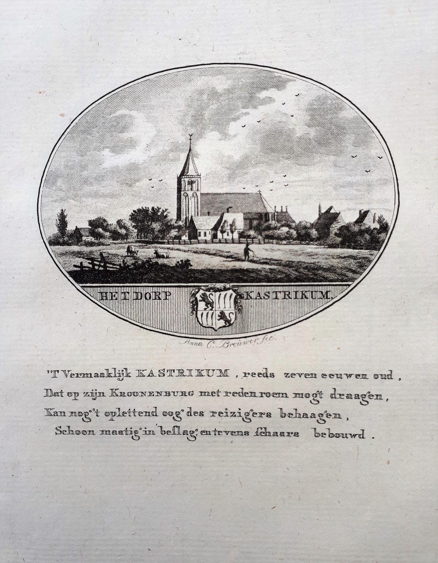 CASTRICUM Gezicht op het dorp - Van Ollefen & Bakker - 1793