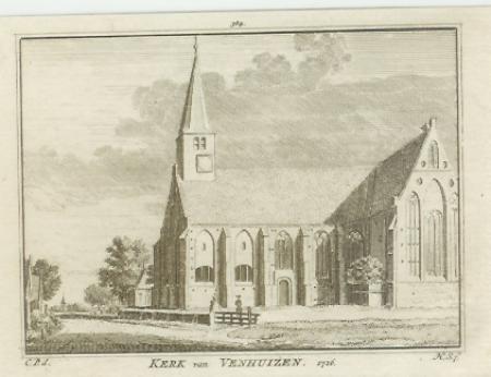 VENHUIZEN Gezicht op de kerk - H Spilman - ca. 1750