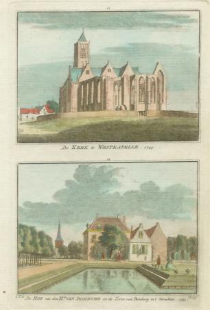 WESTKAPELLE DOMBURGTwee gezichten op een blad - H Spilman - ca. 1750