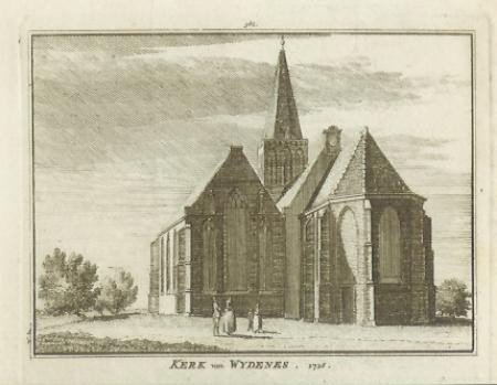WIJDENES Gezicht op de kerk - H Spilman - ca. 1750