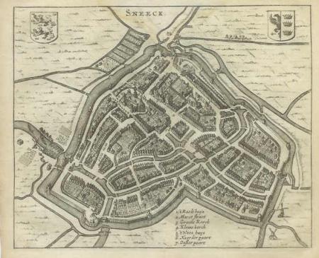 SNEEK Stadsplattegrond - J van Meurs / L Guicciardini - 1660