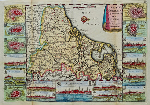 17 provinciën Netherlands Map of the XVII Provinces - J de la Feuille - 1729