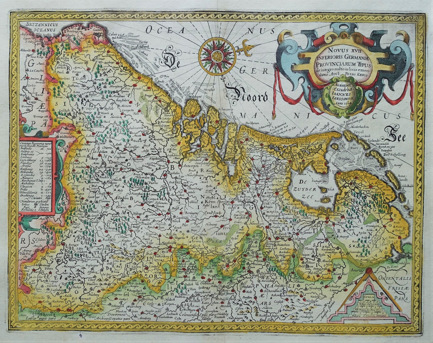 17 provinciën Map of the XVII Provinces - J Janssonius / P Kaerius / L Guicciardini - 1624