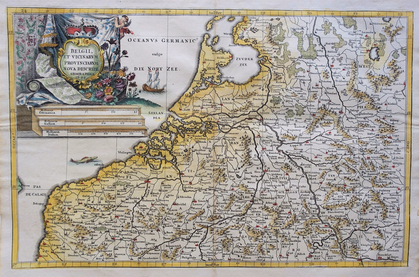 17 provinciën Netherlands Map of the XVII Provinces - H Scherer - 1702