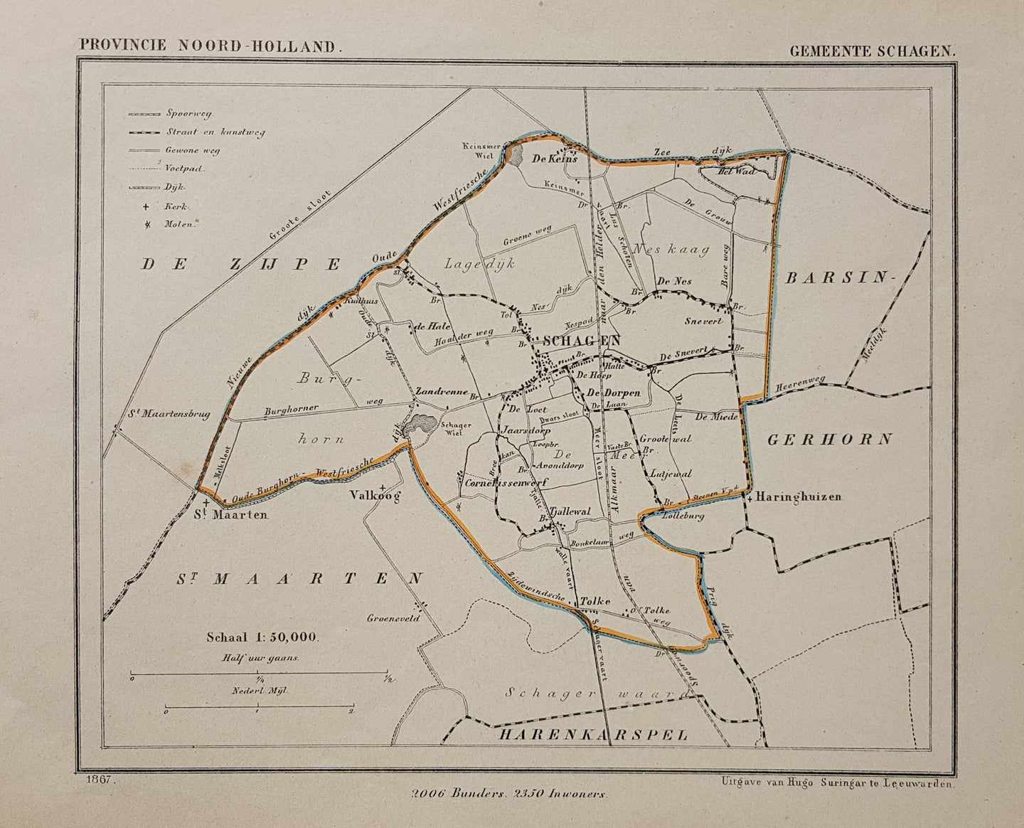 SCHAGEN - Kuijper / Suringar - 1866