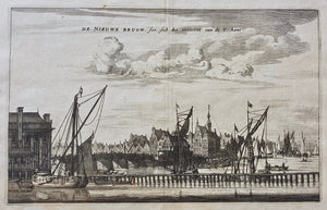 Amsterdam De Nieuwe brug vanaf de Y kant gezien - O Dapper - 1663