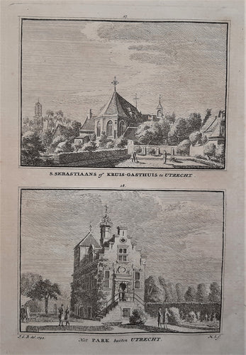 Utrecht Buitenplaats Het Park / Kruisgasthuis met Dom links - H Spilman - ca. 1750