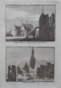 Rijnsburg Abdij, Hof en Kerk - H Spilman - ca. 1750
