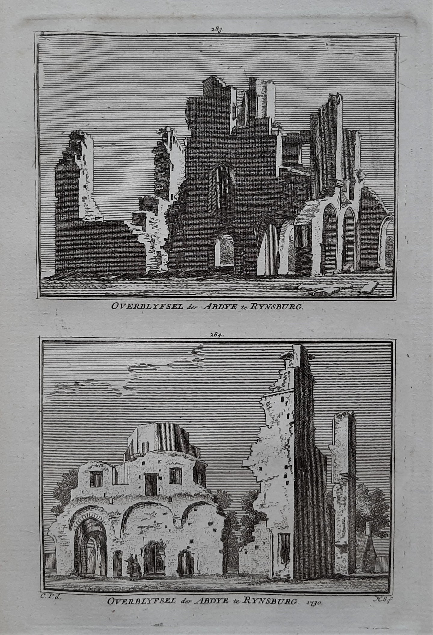 Rijnsburg Abdijruïne - H Spilman - ca. 1750