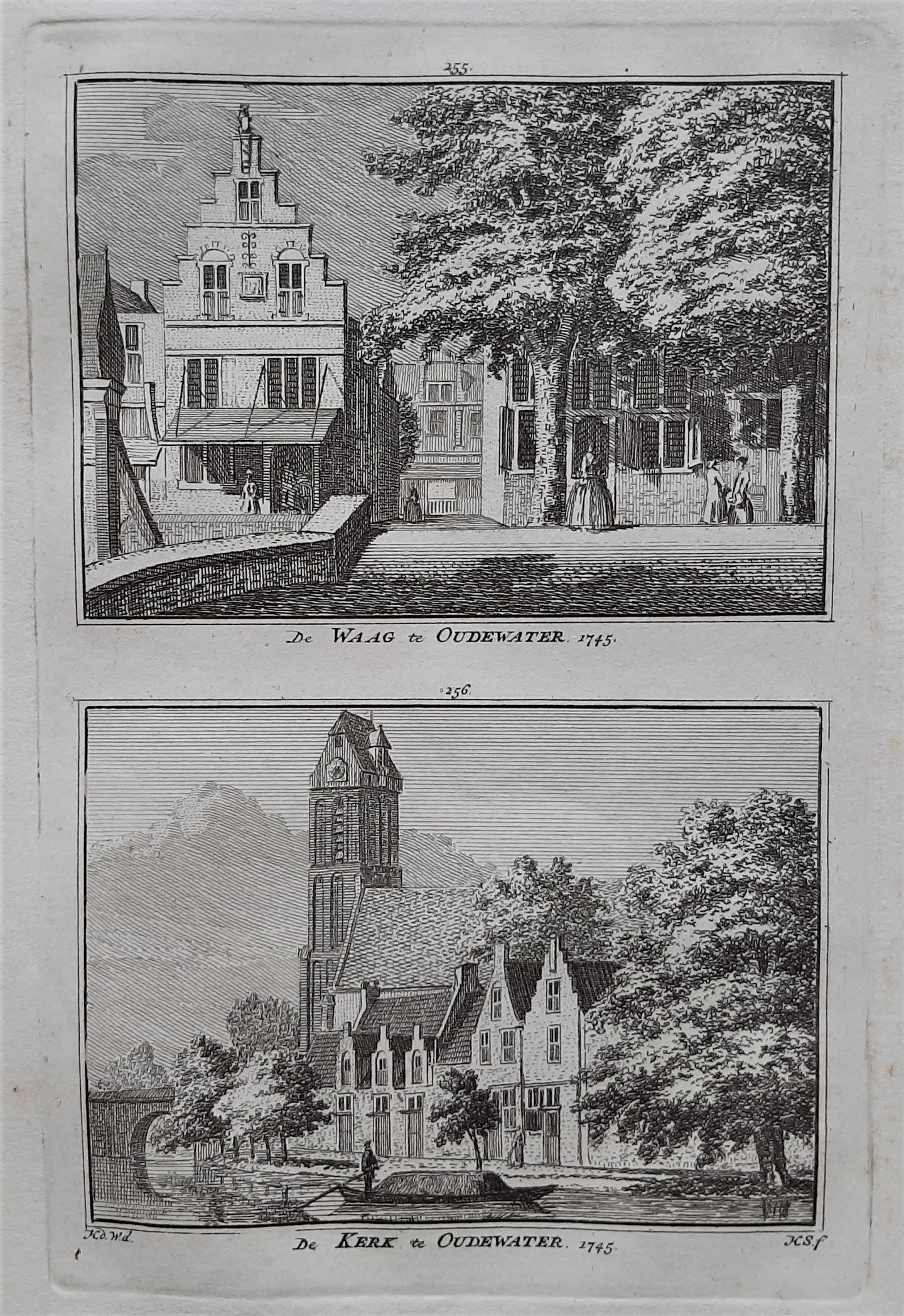 Oudewater Kerk en Waag - H Spilman - ca. 1750