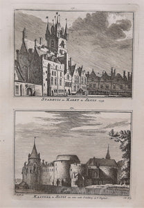 Sluis Stadhuis, markt en kasteel - H Spilman - ca. 1750
