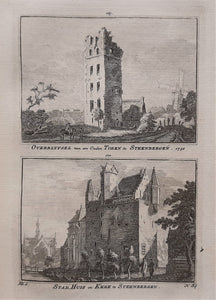 Steenbergen Stadhuis en kerk - H Spilman - ca. 1750