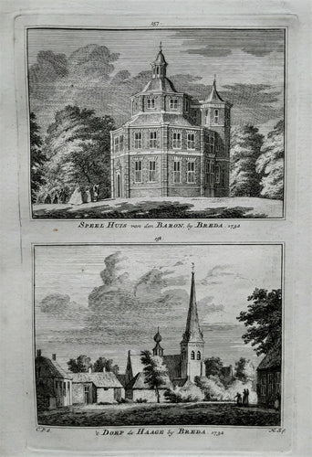 Breda Speelhuis en dorp de Haage - H Spilman - ca. 1750