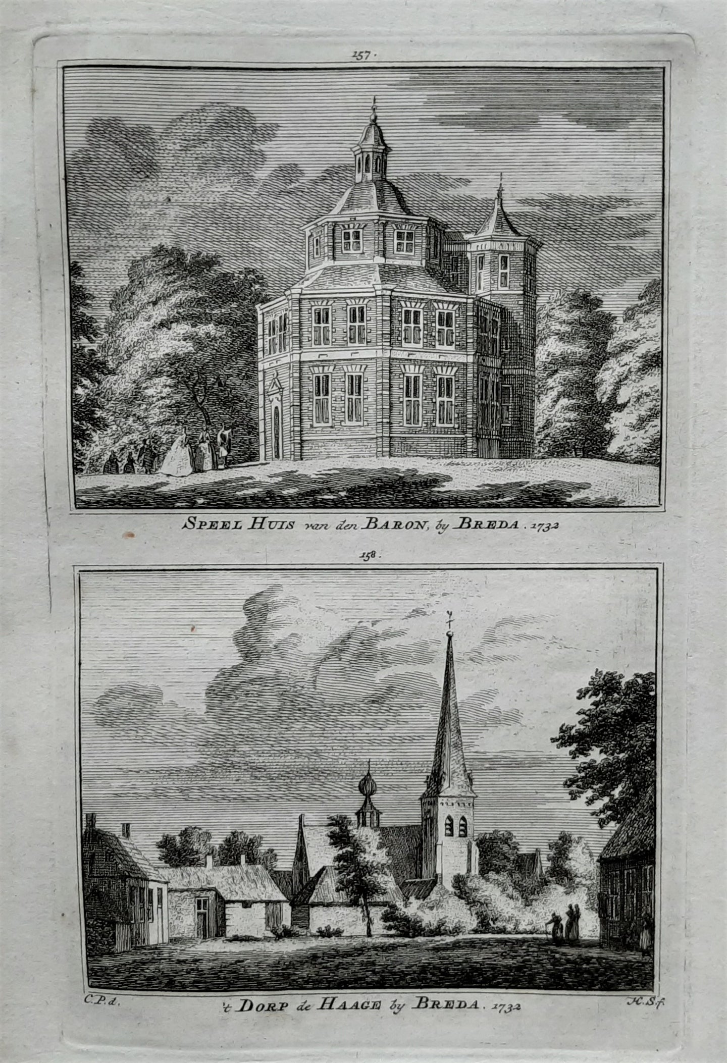 Breda Speelhuis en dorp de Haage - H Spilman - ca. 1750