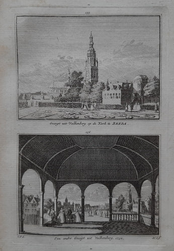 Breda Kerk en gezicht vanuit Valkenberg - H Spilman - ca. 1750