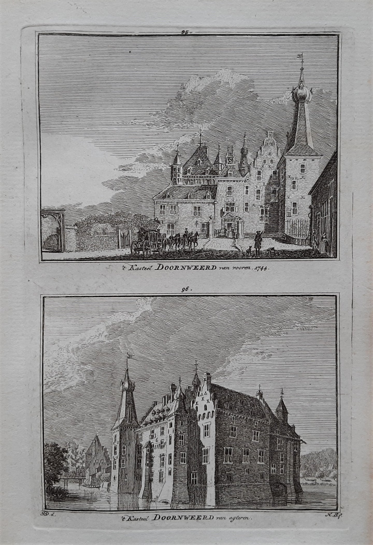 Doorwerth Twee gezichten op een blad - H Spilman - ca. 1750