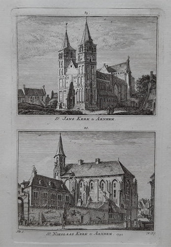 Arnhem St Janskerk en St Nikolaaskerk - H Spilman - ca. 1750