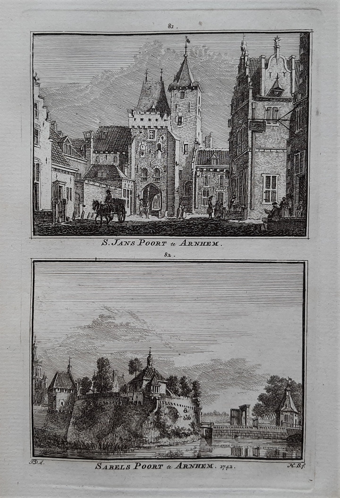 Arnhem St Janspoort en Sabelspoort - H Spilman - ca. 1750