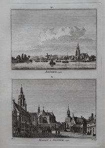 Arnhem Gezicht op Arnhem en de Markt - H Spilman - ca. 1750