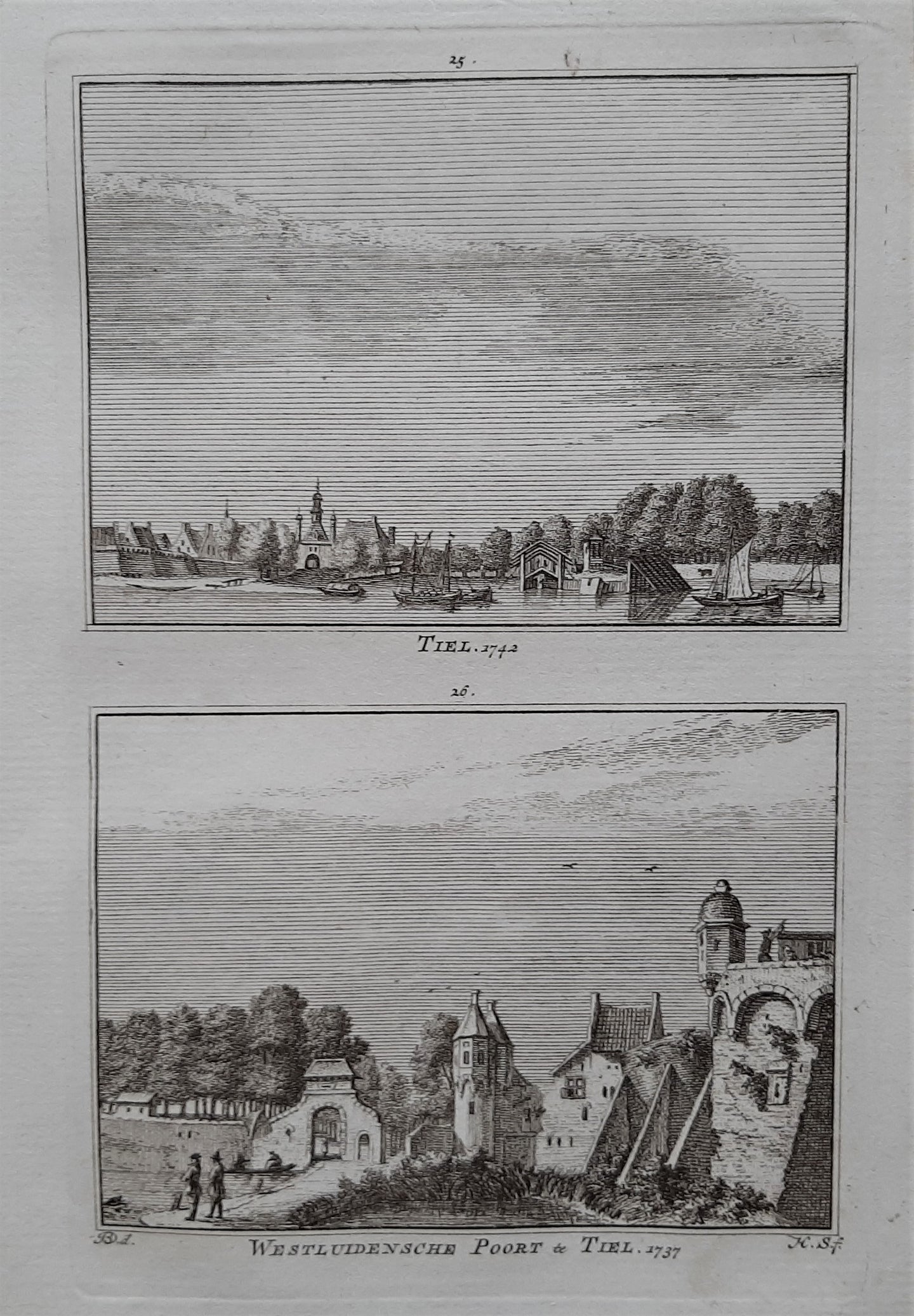 Tiel De stad Tiel en de Westluidensche poort - H Spilman - ca. 1750