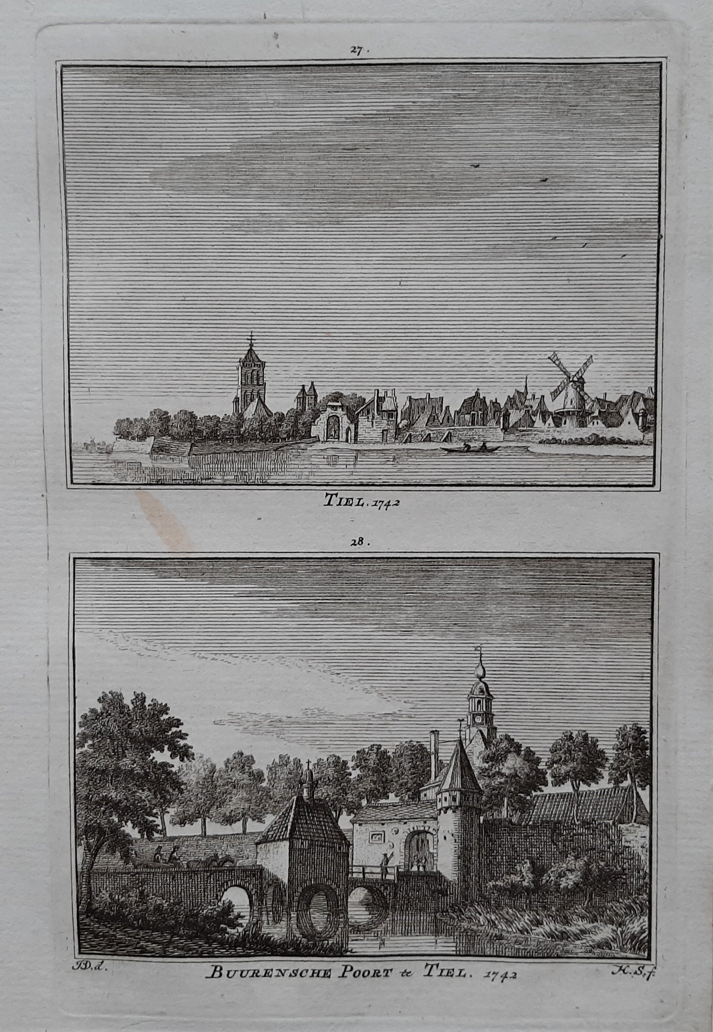 Tiel De stad Tiel en de Burensche poort - H Spilman - ca. 1750