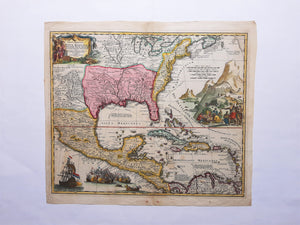 Amerika Caribbean Florida Central America East Coast - JB Homann - ca 1720