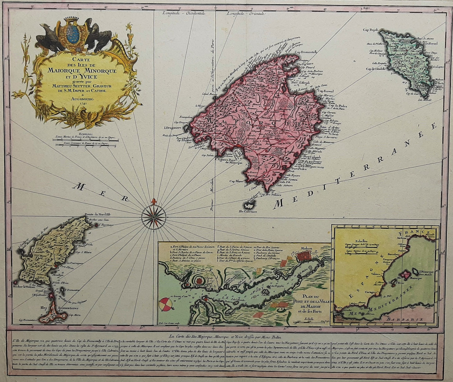 Spanje Balearen: Majorca, Minorca, Ibiza, Formentera - M Seutter - 1741
