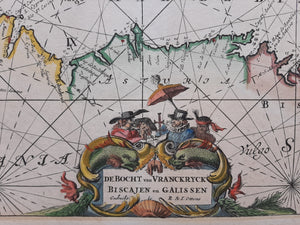 Spanje Frankrijk zeekaart Spain France sea chart - Reinier & Josua Ottens - ca 1730