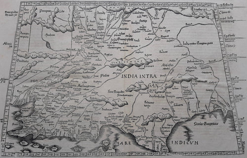 Azië Asia India Ptolemy map - C Ptolemaeüs / L Fries - 1541