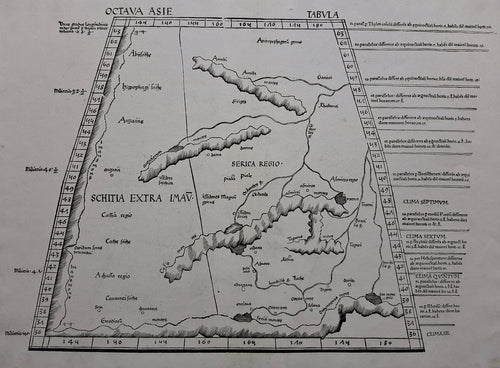 Azië Centraal-Azië en meest westelijke deel China Central Asia Ptolemy map - C Ptolemaeüs / M Waldseemüller - 1513