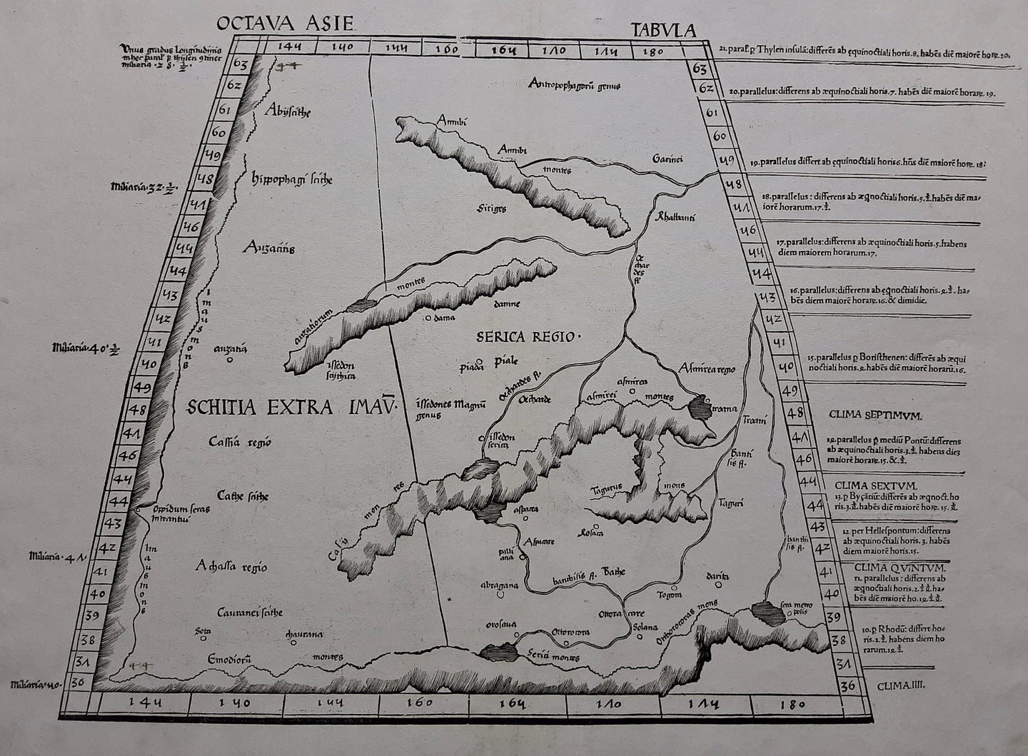 Azië Centraal-Azië en meest westelijke deel China Central Asia Ptolemy map - C Ptolemaeüs / M Waldseemüller - 1513