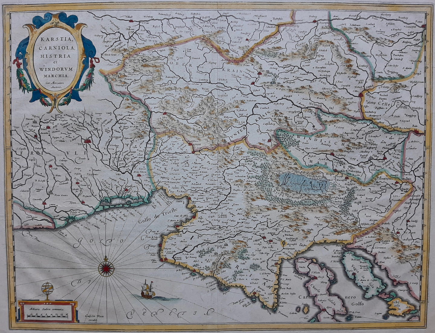 Slovenië Noordwest-Kroatië Noordoost-Italië - WJ Blaeu - ca. 1644