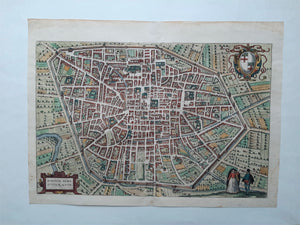 Italië Bologna Stadsplattegrond in vogelvluchtperspectief - G Braun & F Hogenberg - 1588