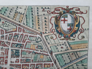 Italië Bologna Stadsplattegrond in vogelvluchtperspectief - G Braun & F Hogenberg - 1588
